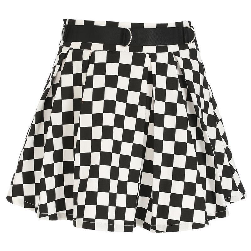 Fashion High-waist Slim-fit Plaid Skirt