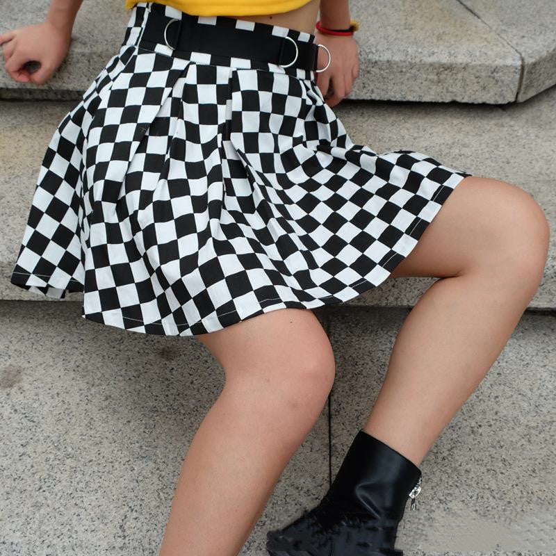Fashion High-waist Slim-fit Plaid Skirt