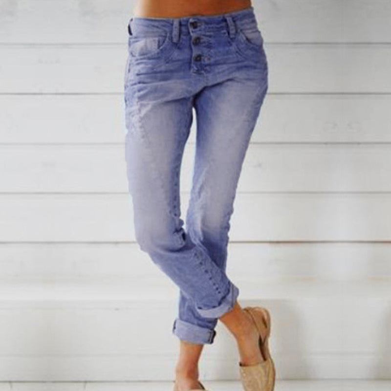 Women's Jeans Slim Slimming Straight-leg Pants