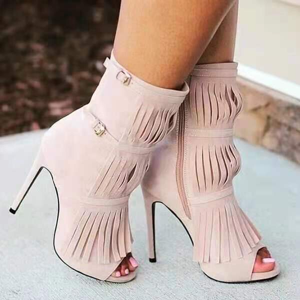 New European And American Fish Mouth Stiletto Heel Fashion Boots Side Zipper