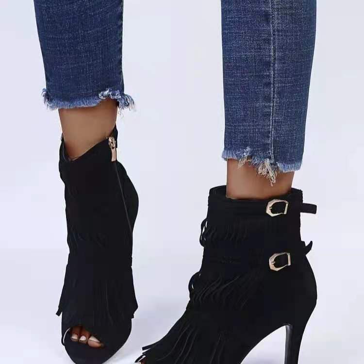 New European And American Fish Mouth Stiletto Heel Fashion Boots Side Zipper