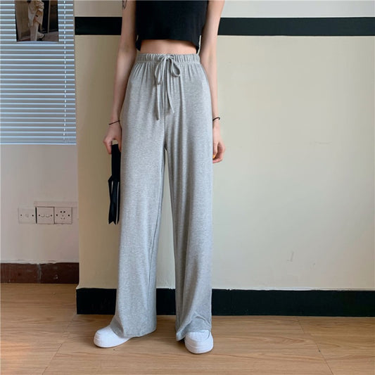 Drawstring Slim High Waist Mopping Pants