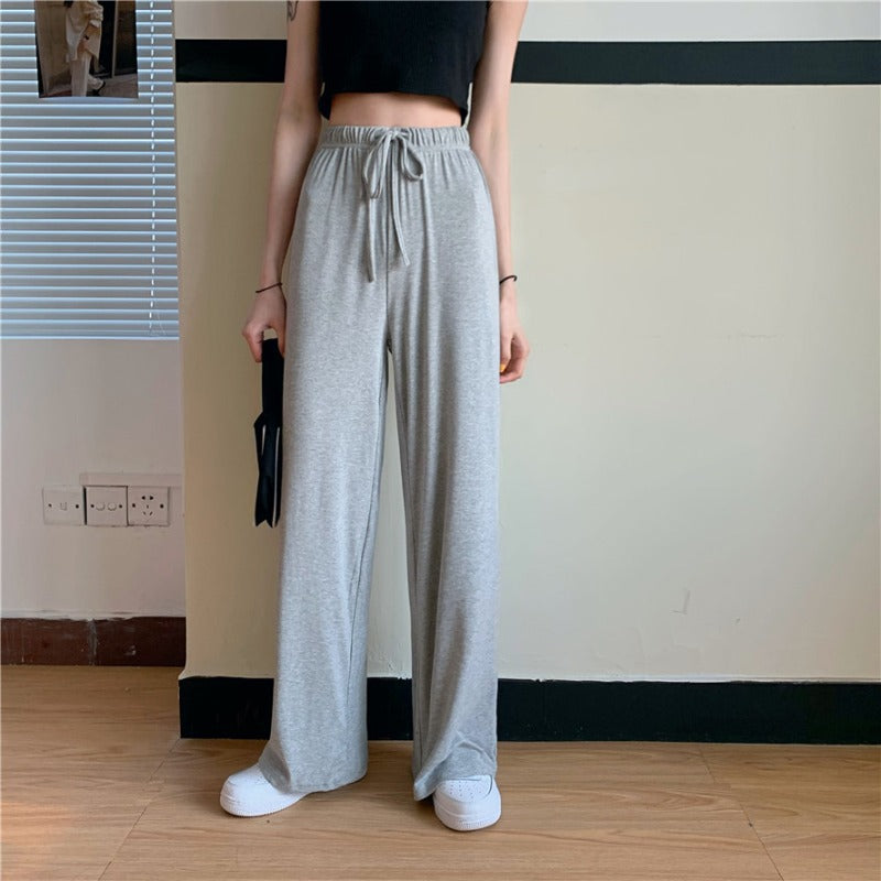 Drawstring Slim High Waist Mopping Pants