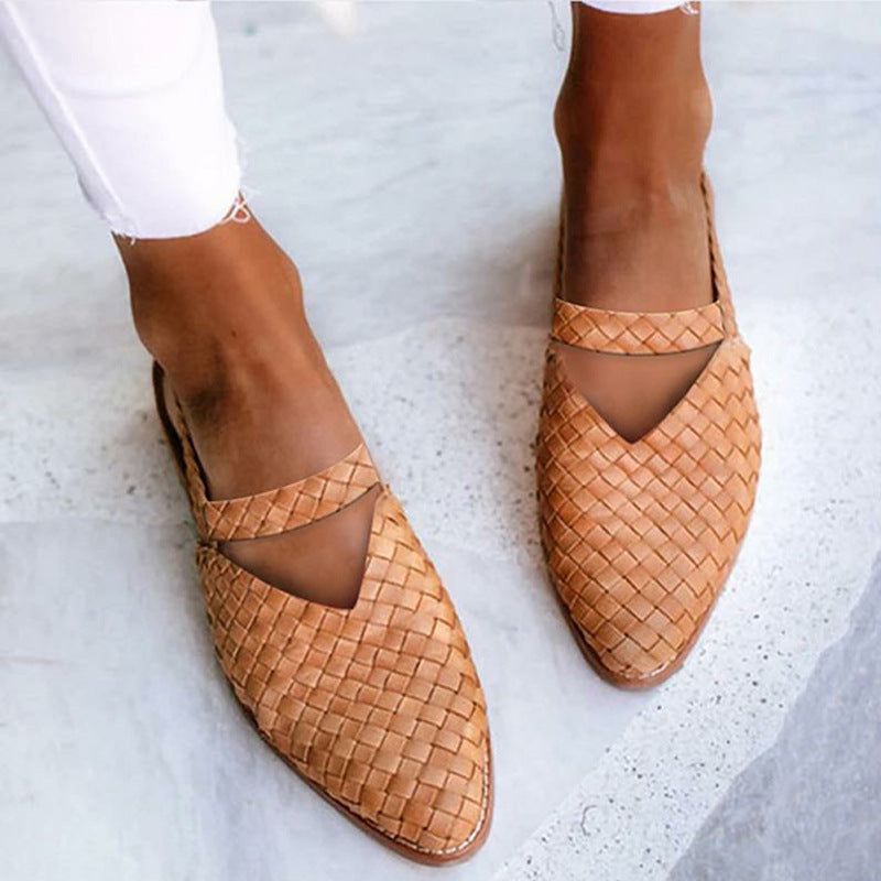 Summer New Style Sandals Flat Shoes Pointed Toe Woven Women's Shoes