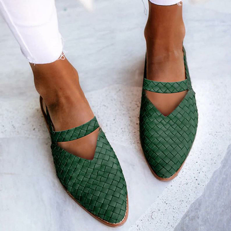 Summer New Style Sandals Flat Shoes Pointed Toe Woven Women's Shoes