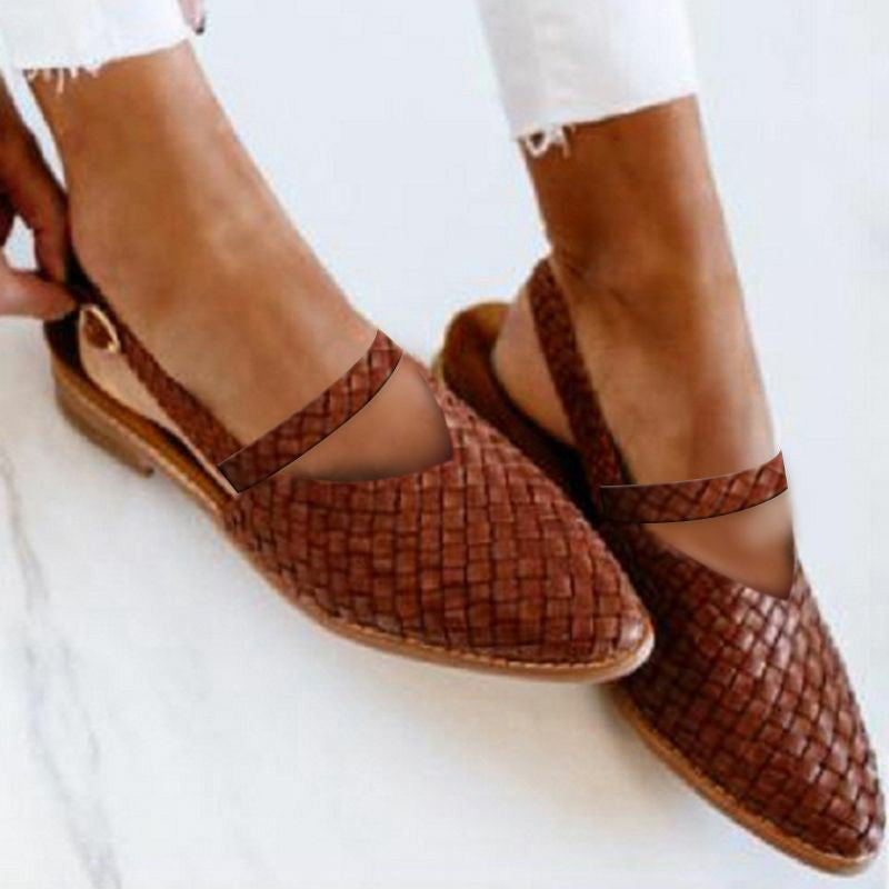 Summer New Style Sandals Flat Shoes Pointed Toe Woven Women's Shoes