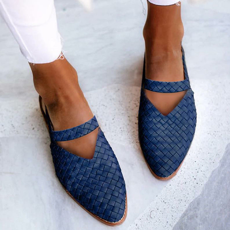 Summer New Style Sandals Flat Shoes Pointed Toe Woven Women's Shoes