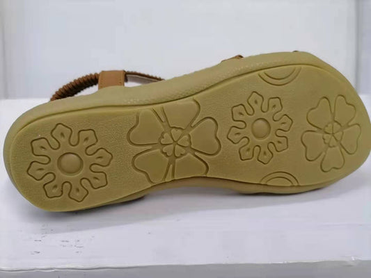 Store flade sandaler Blomster rhinstenssandaler Strandsko