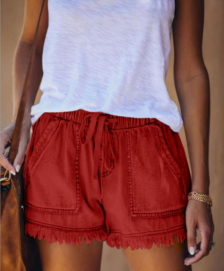 Nuovo Arrivo Casual Estate Vendita Calda Tasca Jeans Denim Donna Pantaloncini Alta Nappa Fasciatura Jeans Corti Sexy