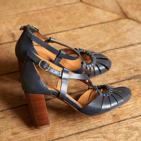 Summer Fashion High-heeled Thick Heel Buckle Sandals Women