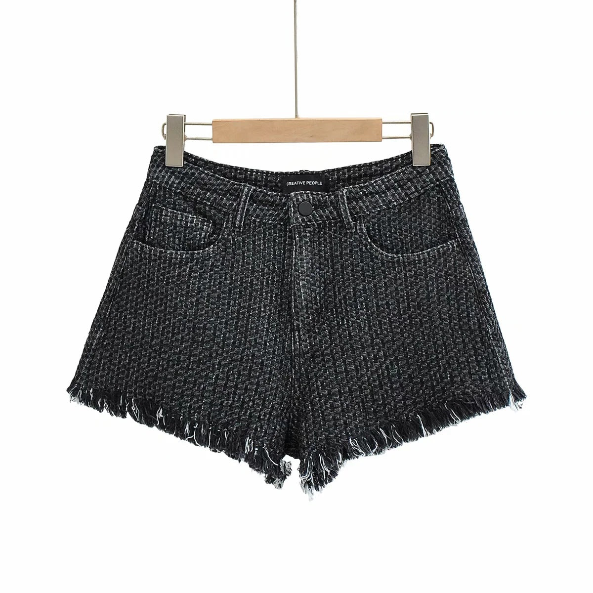 Women's Irregular Frayed Denim Short Low Waist Knitted Denim Hot Pants