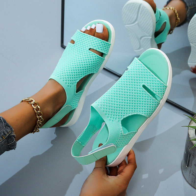 New Style Flying Mesh Fish Mouth Frosted Low Top Viscose Shoes