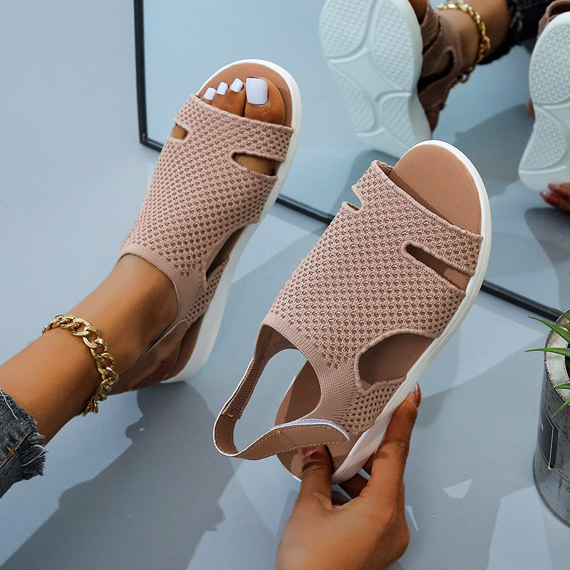New Style Flying Mesh Fish Mouth Frosted Low Top Viscose Shoes