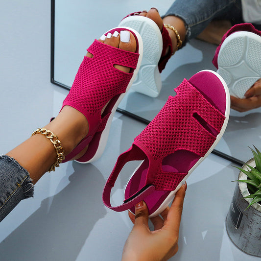 New Style Flying Mesh Fish Mouth Frosted Low Top Viscose Shoes