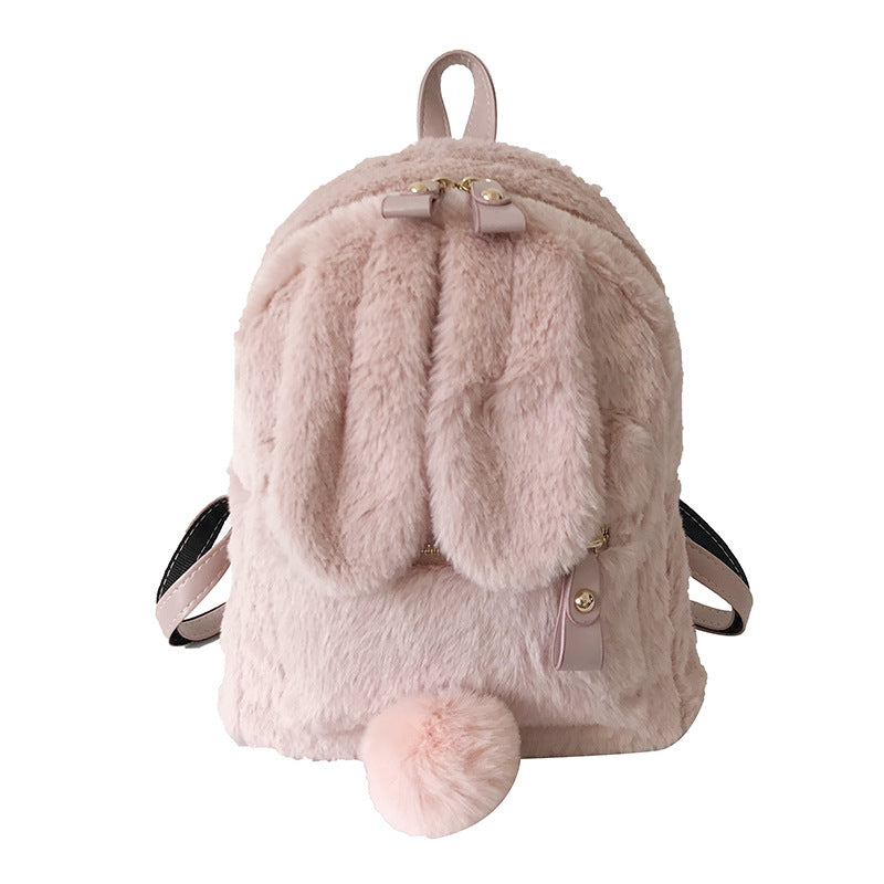 Backpack Plush Bunny Ears Backpack Super Cute Soft Girl Harajuku Student Schoolbag Female