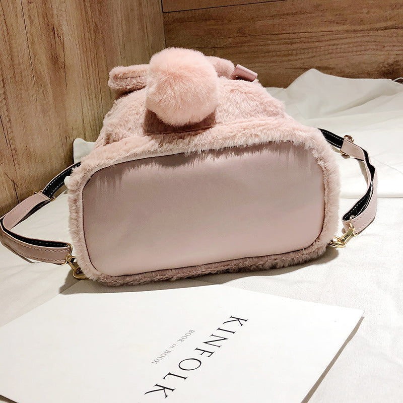 Backpack Plush Bunny Ears Backpack Super Cute Soft Girl Harajuku Student Schoolbag Female