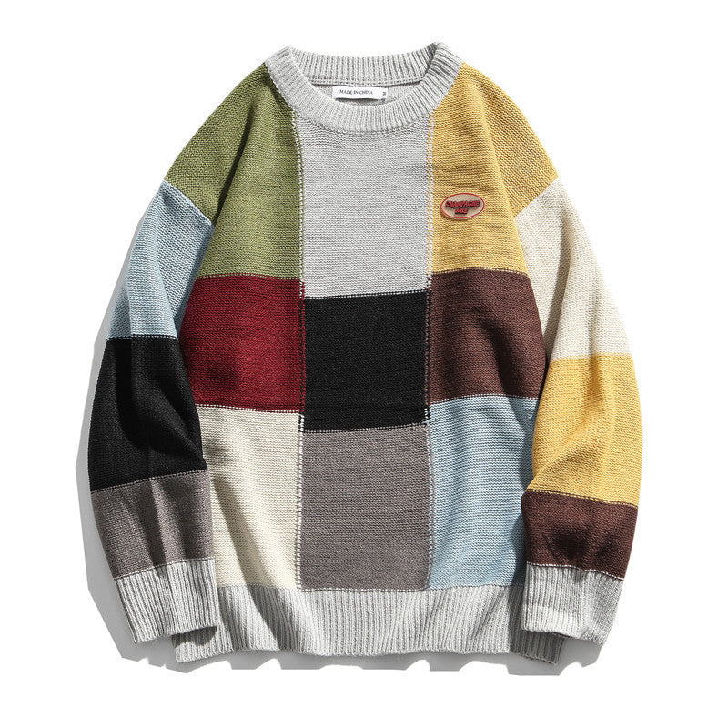 HeyHenry Sweater Female Retro Small Color Matching Korean Young Couple Hong Kong Style Art Bf Sweater Autumn