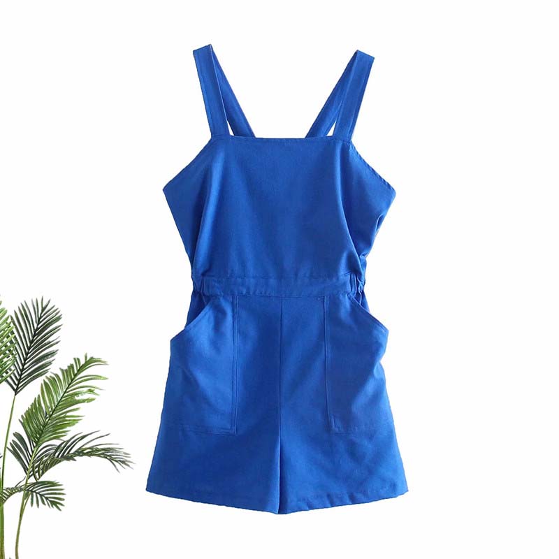 Amoi ZA Linen Short Jumpsuit Loose Casual Jumpsuit Overalls Overalls Shorts