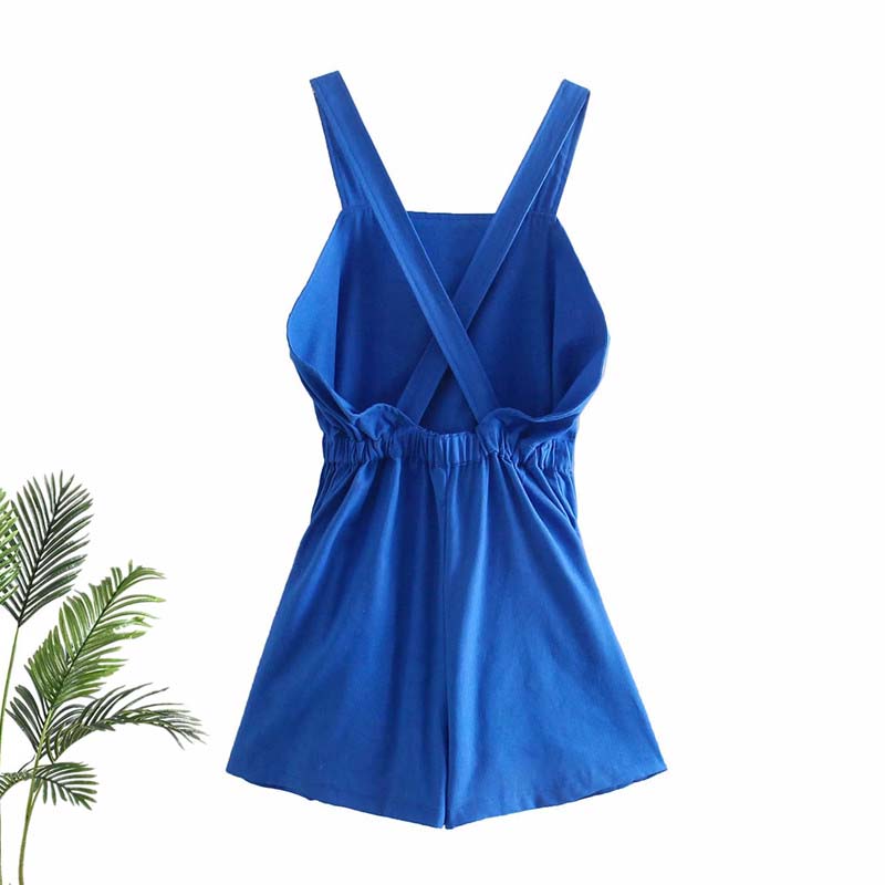 Amoi ZA Linen Short Jumpsuit Loose Casual Jumpsuit Overalls Overalls Shorts
