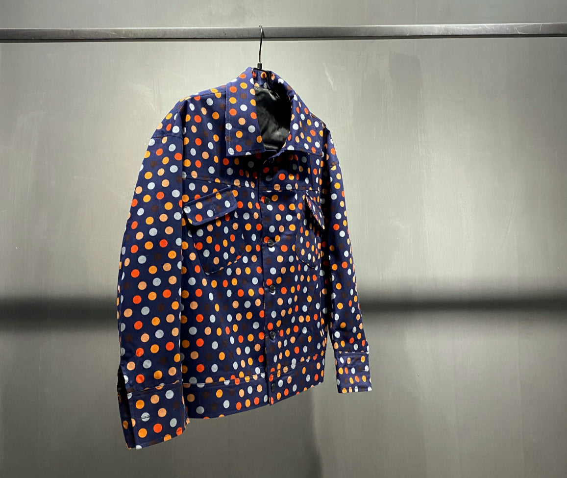 Rainbow Polka Dot Blue Navy Jacket Thin Section Catwalk Street Shot