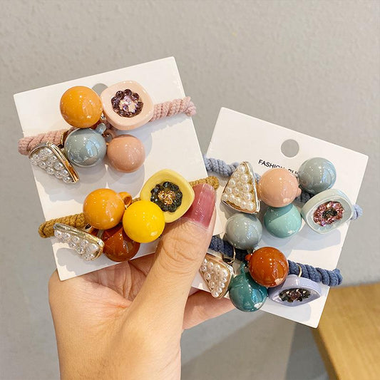 Candy colored ball hair rope pearl head rope