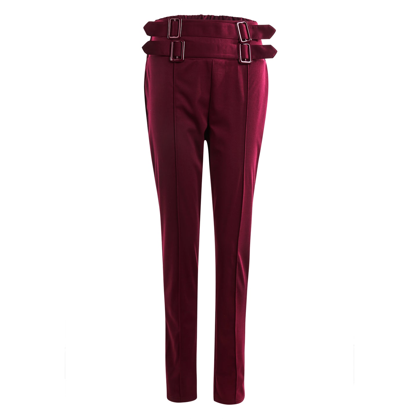 New High-waisted Skinny Trousers With Belt Decoration