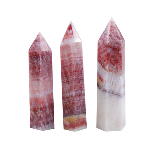 Natural Crystal Column Rhodolite Single-pointed Hexagonal Prism Pork Stone Ornaments