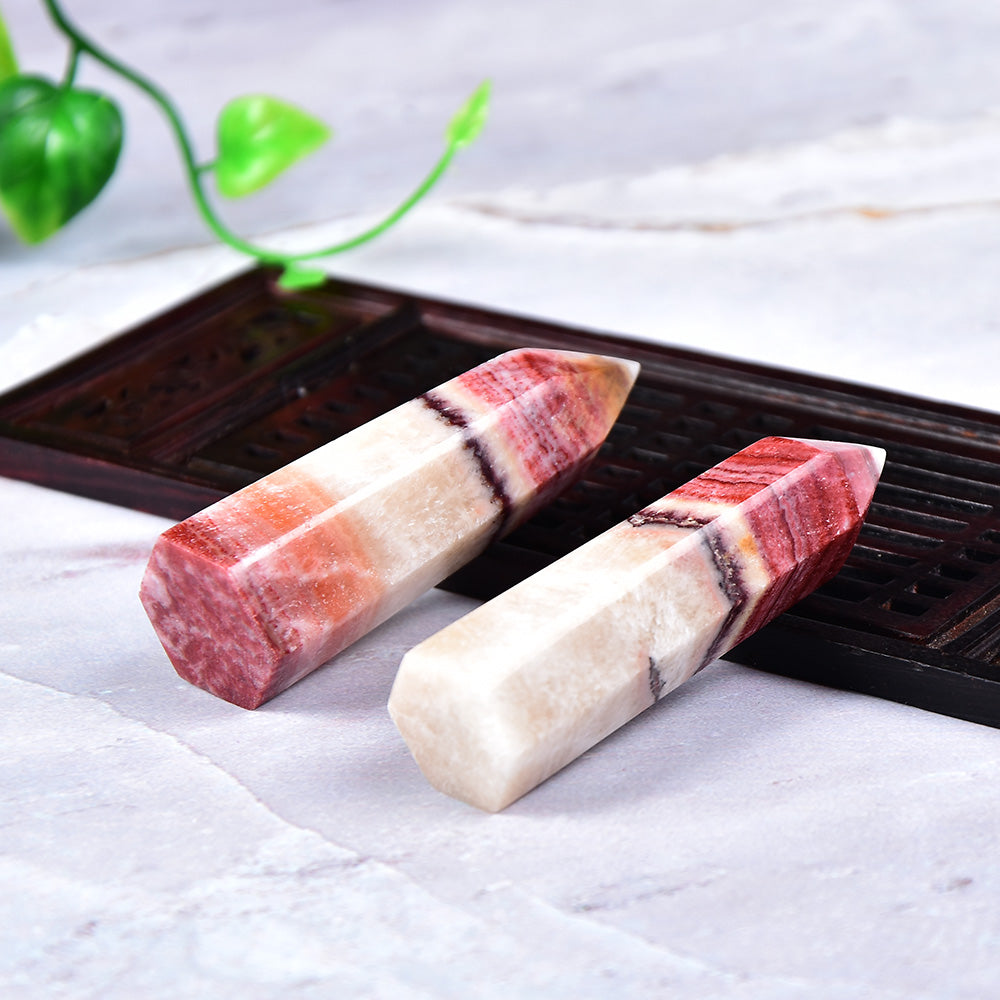 Natural Crystal Column Rhodolite Single-pointed Hexagonal Prism Pork Stone Ornaments