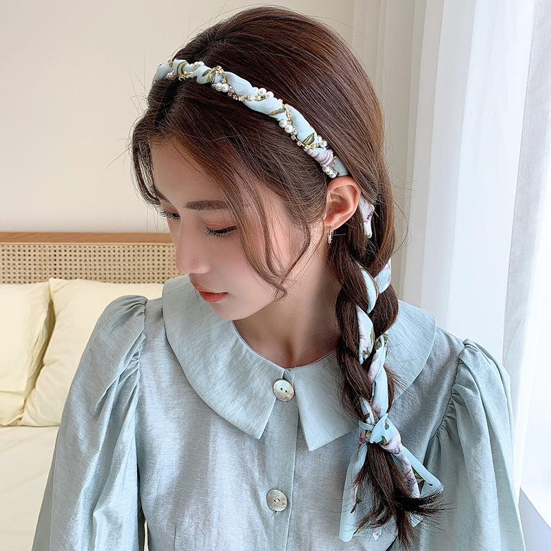Fashion Creative Pearl Floral Streamer Headdress
