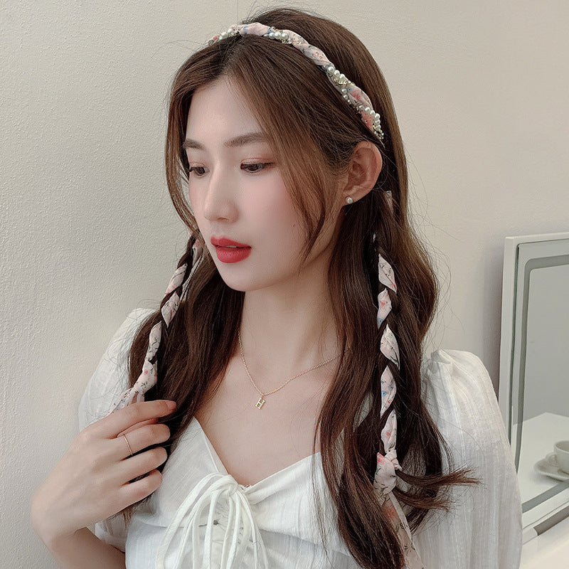 Fashion Creative Pearl Floral Streamer Headdress
