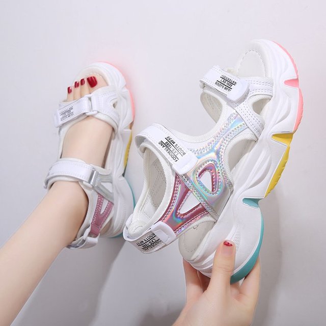 Sports Sandals Women's Thick Rainbow Bottom Fairy Style Roman Shoes