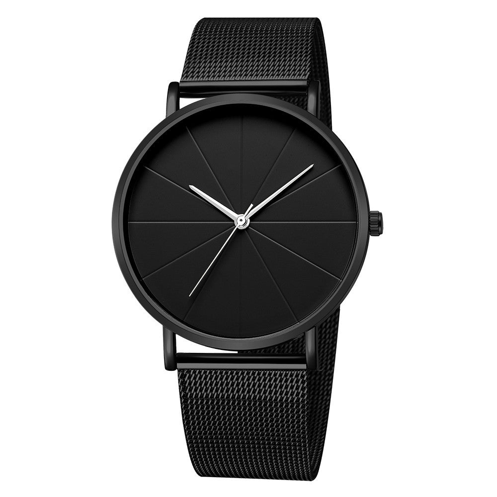 Ashion Pure Black Mesh Strap Watch Herreur Europæisk Og Amerikansk Simpelt Dame Parur Quartz Ur