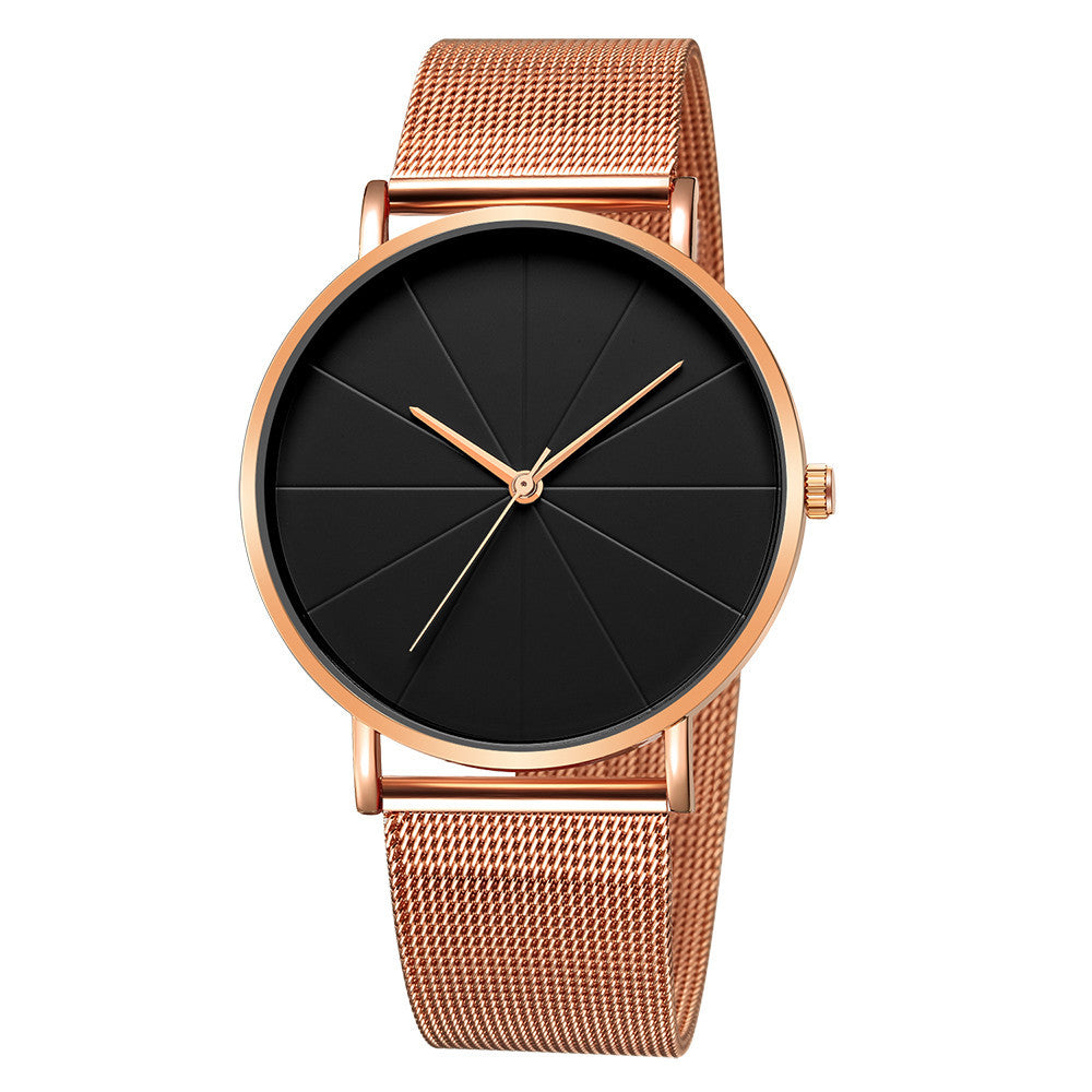 Ashion Pure Black Mesh Strap Watch Herreur Europæisk Og Amerikansk Simpelt Dame Parur Quartz Ur
