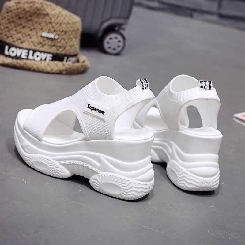 Japan And South Korea Station Trifle Sandals Women's Wild Thick-soled Slope Heel Sports Increase