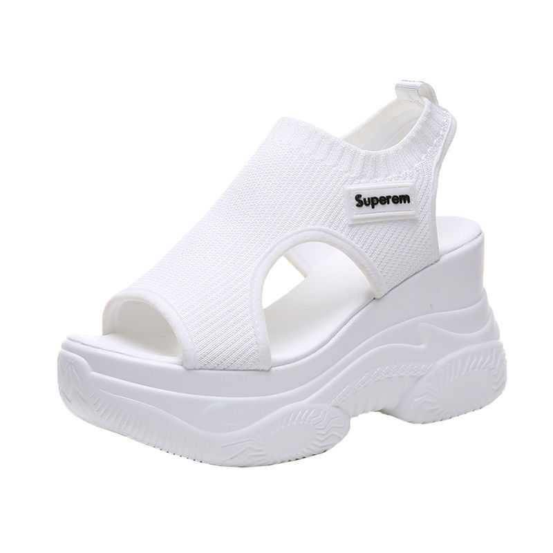 Japan And South Korea Station Trifle Sandals Women's Wild Thick-soled Slope Heel Sports Increase