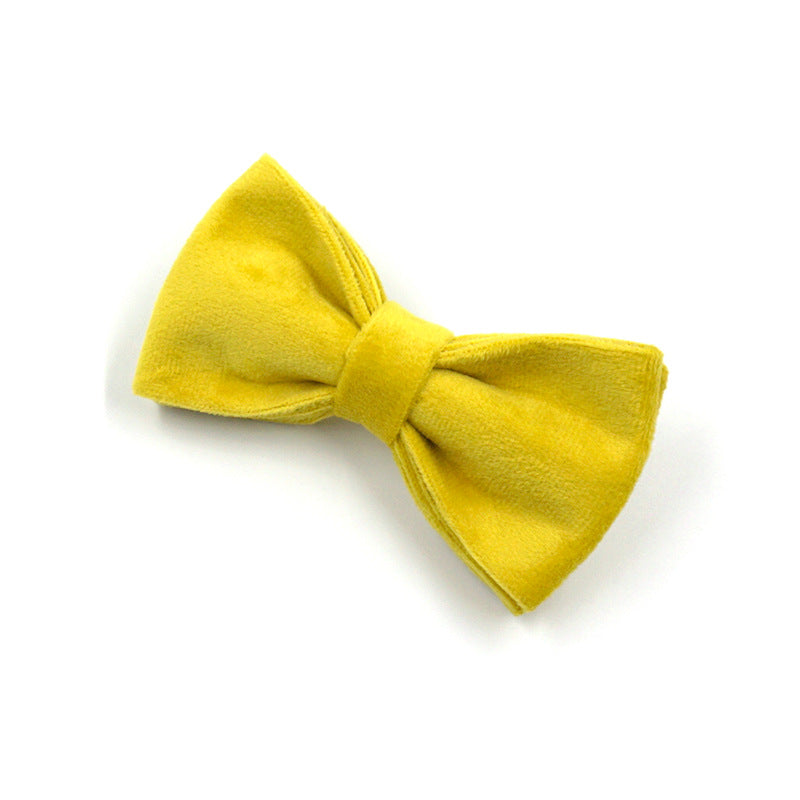 Rose Gold Buckle Yellow Velvet Dog Collar And Bow Tie Can Be Engraved Dog Collar Suit