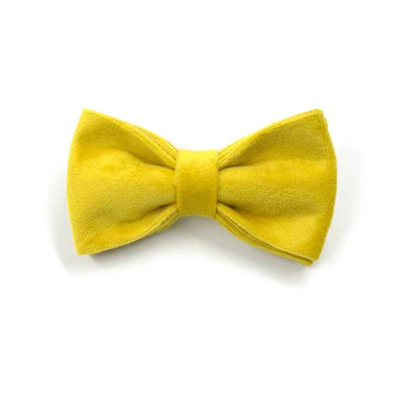 Rose Gold Buckle Yellow Velvet Dog Collar And Bow Tie Can Be Engraved Dog Collar Suit