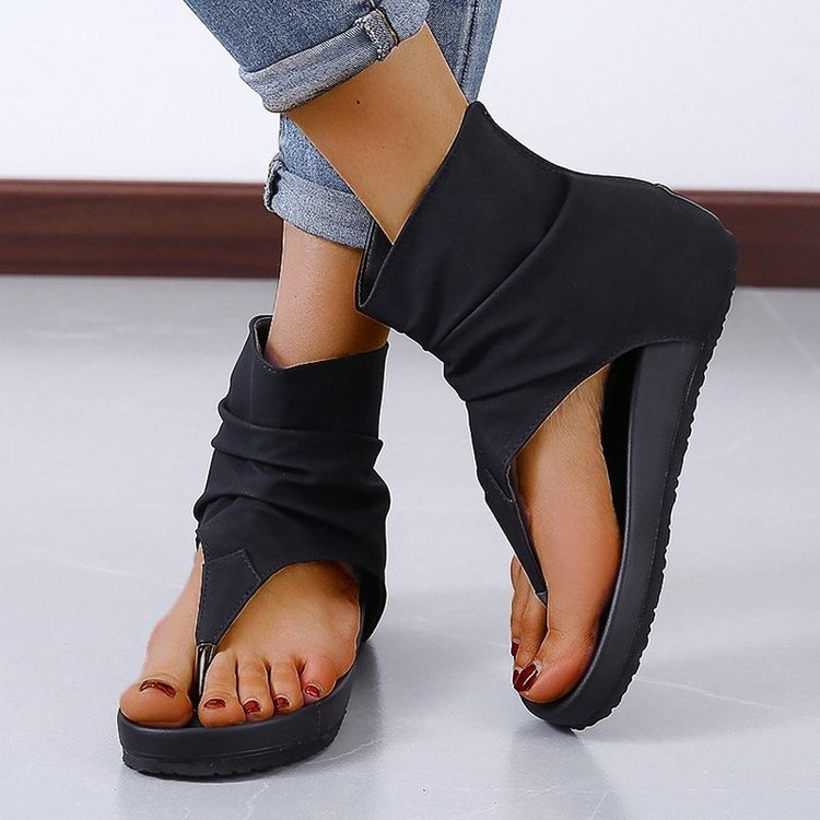 Women's Sandals With Trifle Bottom Rubber PU Zipper