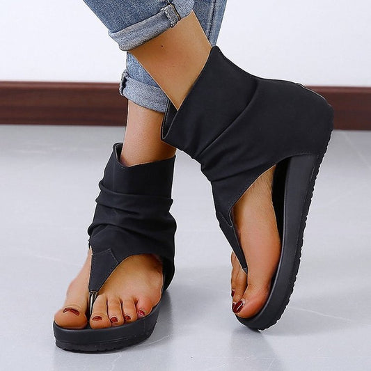 Women's Sandals With Trifle Bottom Rubber PU Zipper