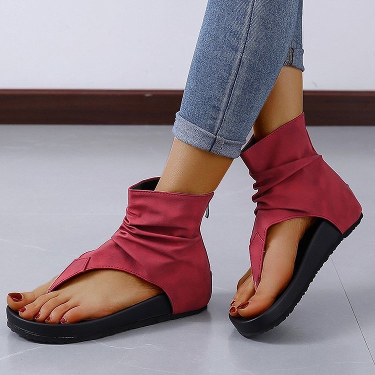 Women's Sandals With Trifle Bottom Rubber PU Zipper