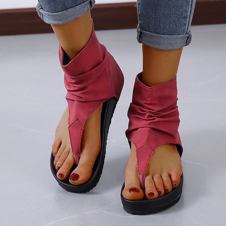 Women's Sandals With Trifle Bottom Rubber PU Zipper