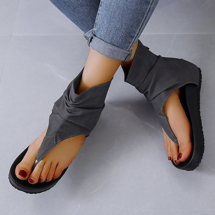 Women's Sandals With Trifle Bottom Rubber PU Zipper
