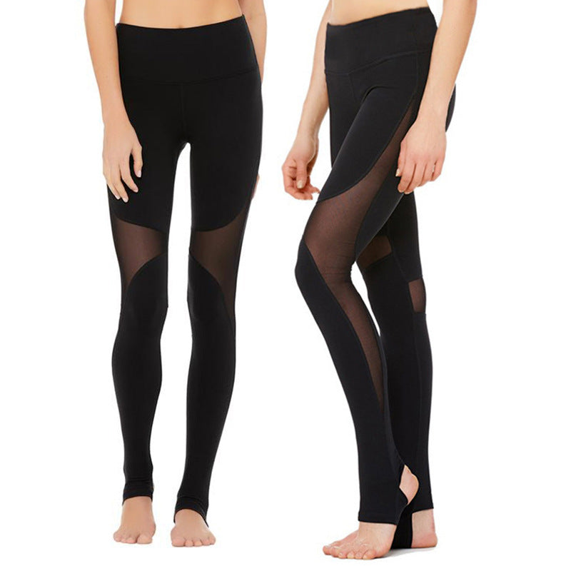 Yoga Wear Trousers Sexy Mesh Stitching Stretch