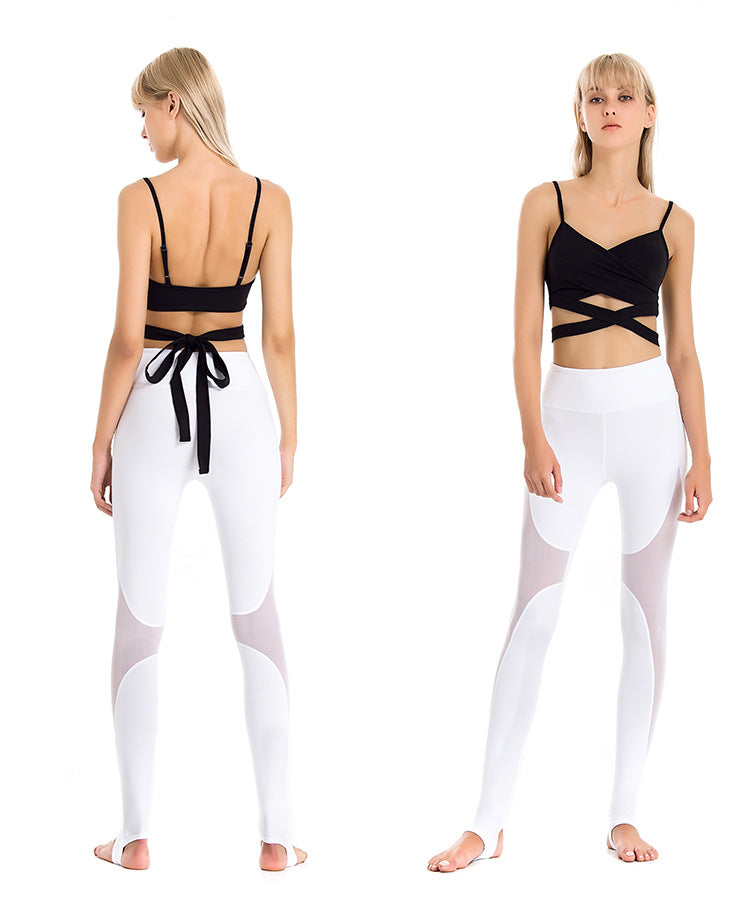 Yoga Wear Trousers Sexy Mesh Stitching Stretch