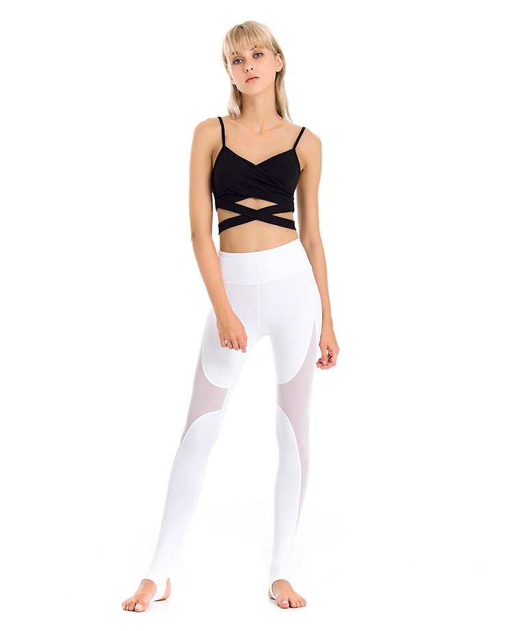 Yoga Wear Trousers Sexy Mesh Stitching Stretch