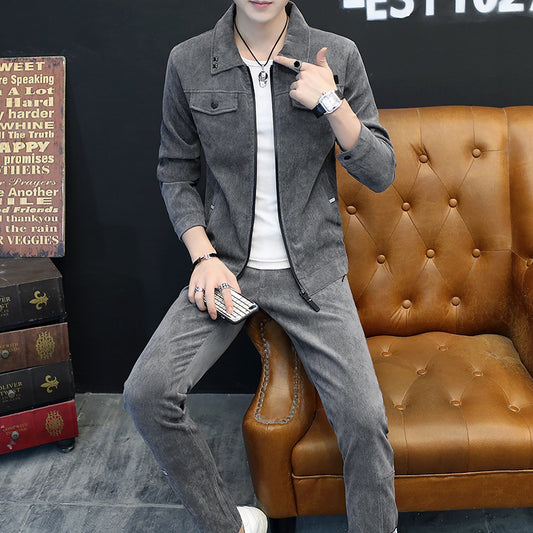 Men'S Suit Two-Piece Set Autumn And Winter New Fashion