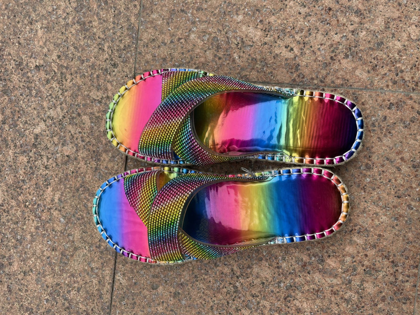 Summer New Style Colorful Rhinestone Outer Wear Beach Sandals And Slippers Women