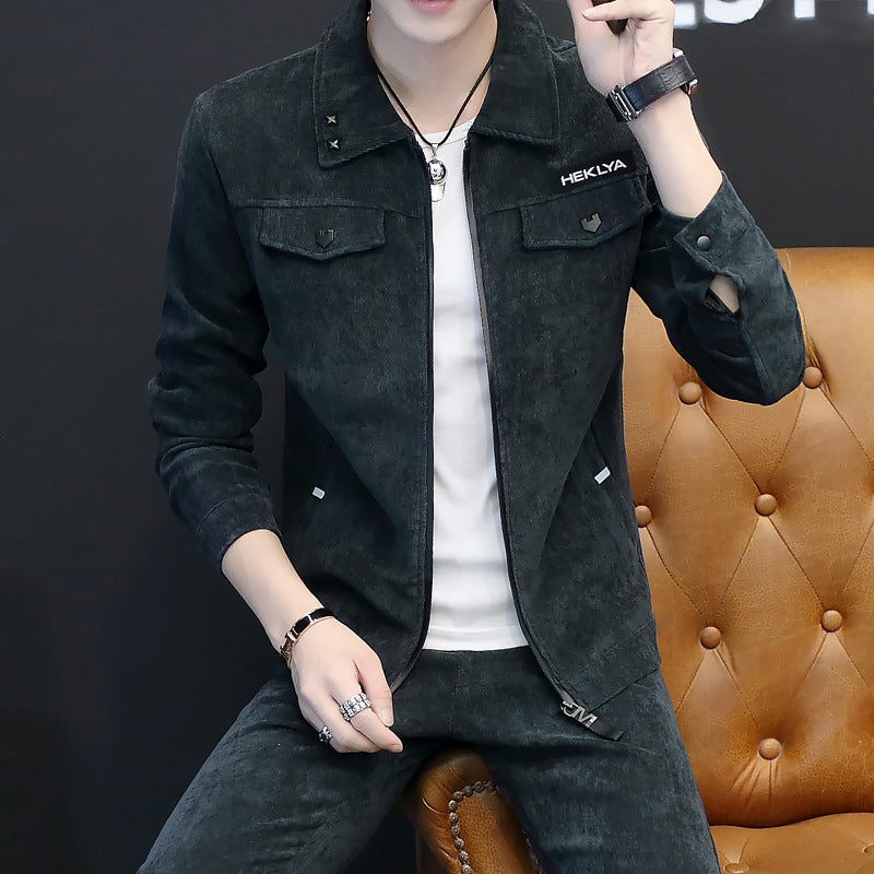 Men'S Suit Two-Piece Set Autumn And Winter New Fashion