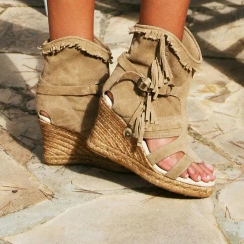 New Style Sandals Women's Shoes Wedge Heel Tassel High Heels