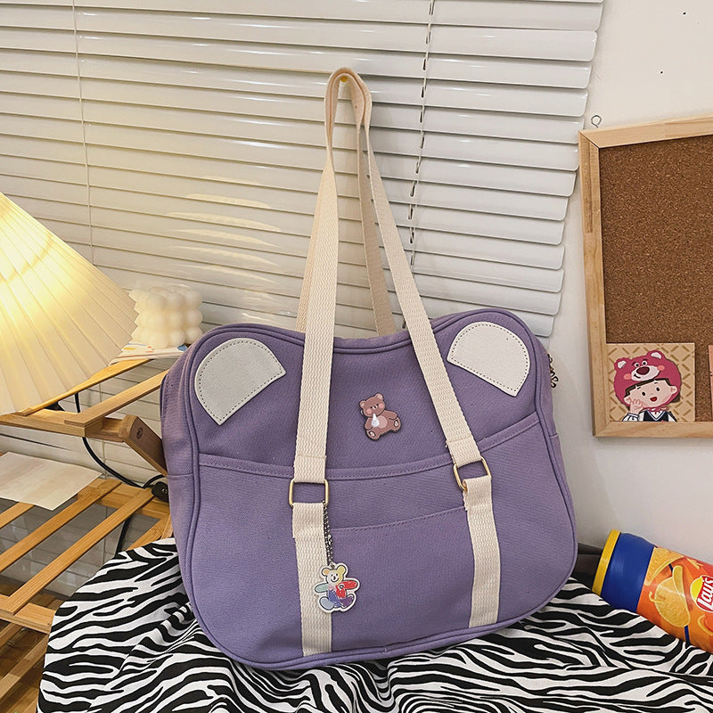 Harajuku Vintage Sense Cute Cute Bear Ears Soft Sister Girl Jk Shoulder Bag Student Class Bag